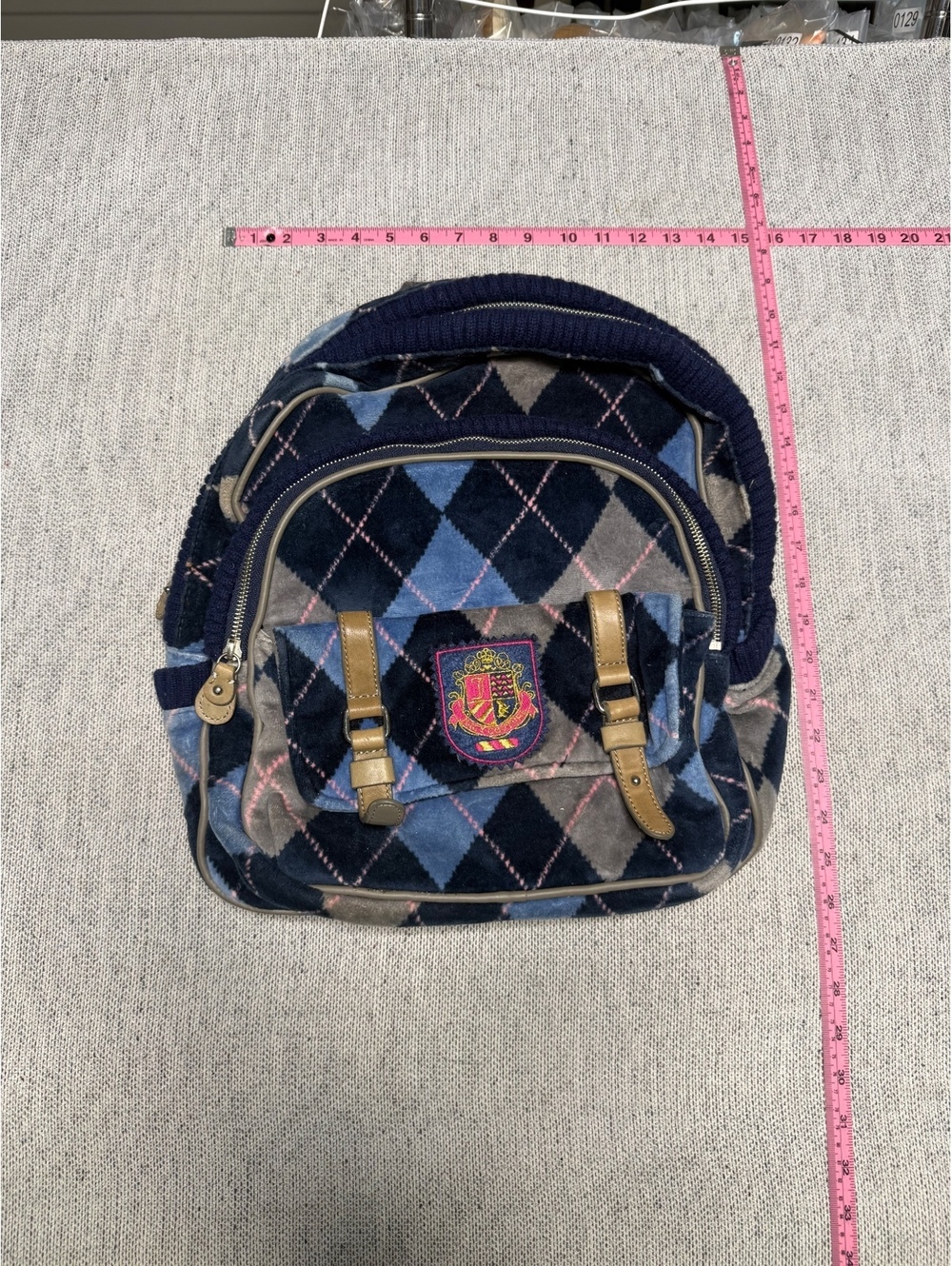 Juicy Couture Argyle Pattern Velvet Mini Backpack